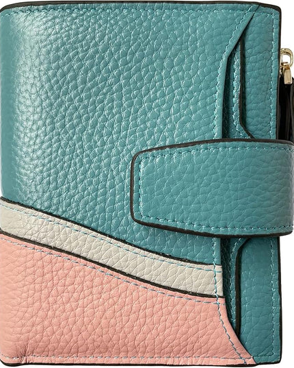 AINIMOER Women's RFID Blocking Leather Small Compact Bi-fold Zipper Pocket Wallet Card Case Purse with id Window