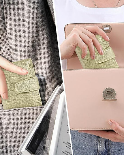 Airkit Small Wallet Women RFID Blocking Soft Leather Bifold Compact Card Holder Wallet for Women with Zipper Coin Pocket 4 ID Window