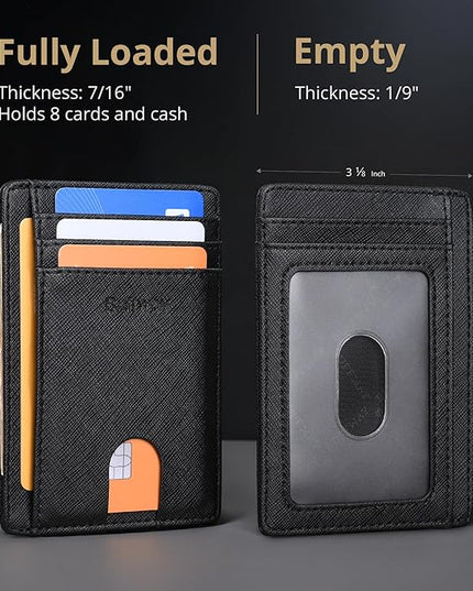 Buffway Slim Minimalist Front Pocket RFID Blocking Leather Wallets for Men and Women - Cross Black