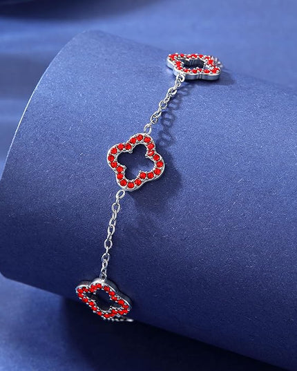 CLAIRETTE Premium PVD Gold-Plated Clover Lucky Bracelet for Women Flower Four Leaf Link Bracelets Trendy Jewelry Gifts for Women