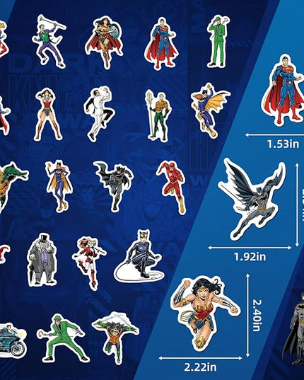 Superhero Stickers for Water Bottles – 50PCS Cartoon Stickers for Kids, Teens, Adults – Waterproof Vinyl Decal Sticker for Laptops, Phones, Skateboards, Scrapbooks, Party Favors, Gifts
