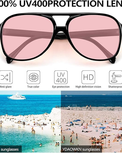 YDAOWKN Retro Aviator Sunglasses for Women Mens Large Frame Classic Vintage 70s Sun Glasses Aviators