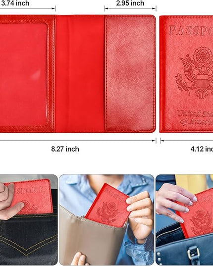 Eoehro Passport Holder for Travel Essentials-2Pack, Passport Wallet Cover Case for Travel Must Haves Accessories,Passport Book Holders for Women and Men