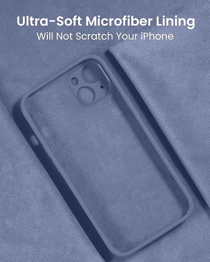 FireNova Designed for iPhone 14 Case, Silicone Upgraded [Camera Protection] Phone Case with [2 Screen Protectors], Soft Anti-Scratch Microfiber Lining Inside, 6.1 inch, Lavender Gray