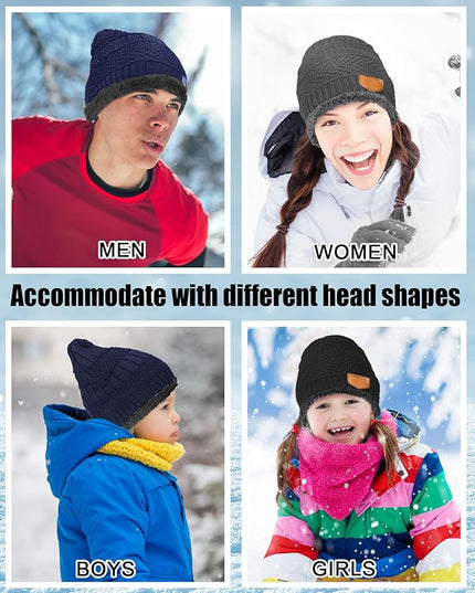 Geyoga 72 Pieces Winter Knit Beanie Hats Bulk for Homeless Fleece Lined Beanie Warm Beanie Cap Winter Knit