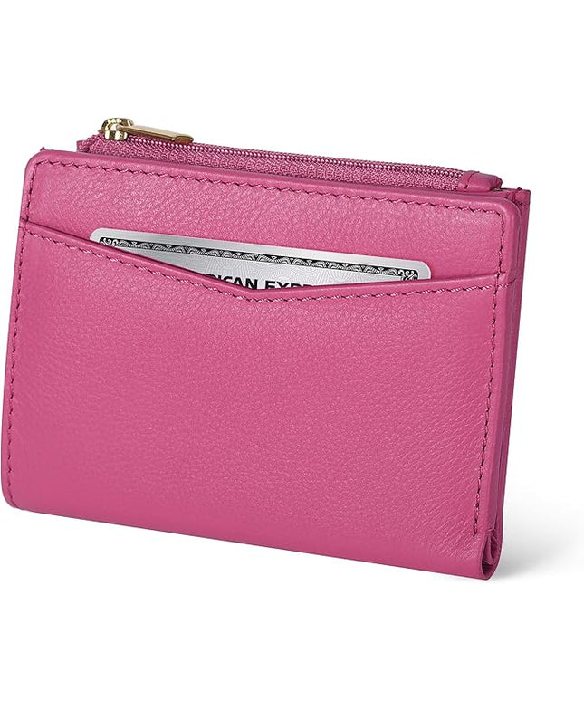 Oak Leathers Leather Wallet For Women - Small RFID Coin Purse Credit Card & ID Holder for Ladies, Gift for Women's, Bifold Wallets (Nappa Pink)