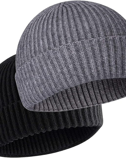 50% Wool Warm Cuffed Swag Knit Short Fisherman Beanie for Men Women Winter Hats Trawler Skull Cap