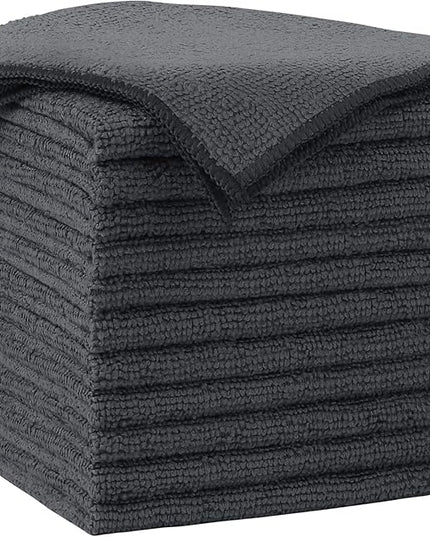 AIDEA Microfiber Cleaning Cloth-12PK, Soft Microfiber Towels for Cars, Absorbent Cleaning Rags, Lint-Free Streak-Free Wash Cloths for House, Kitchen, Window(12in.x12in), Grey