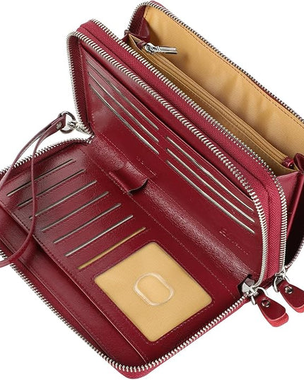 Lavemi Small Compact Women Wallet RFID Blocking Genuine Leather Bifold Purse with ID Windows