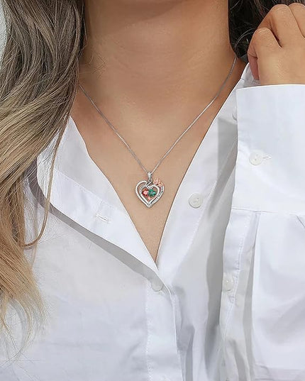 Iefil Christmas Gifts for Wife Women - 925 Sterling Silver Double Birthstone Necklace, Anniversary Birthday Gifts for Women, Jewelry Gift for Wife Girlfriend Mom Her