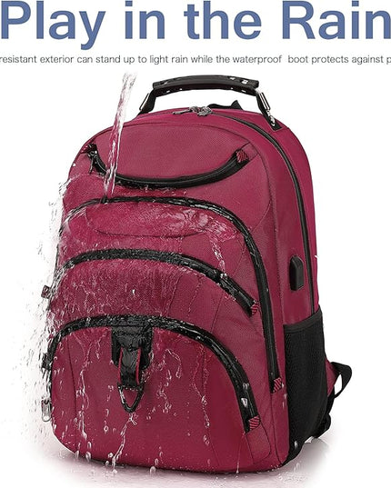 Boavan Laptop Backpack for men, 15.6 inch Laptop Bag with USB Port, Waterproof Travel Work Backpack Purse, Anti-Theft Teacher Nurse Doctor Casual Bookbags Office Business backpack，Russet Red