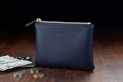 Chelmon Vegan Leather Coin Purse Pouch Change Purse With Zipper For Men Women