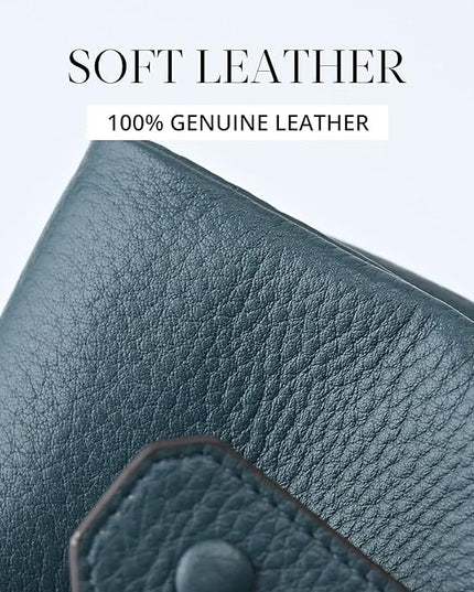 Bveyzi Small Soft Leather Wallet for Women RFID Blocking Ladies Card Holder with Double Zipper Pocket