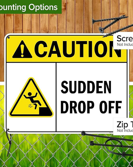 Caution Sudden Drop Off Sign, 24x30 Inches, Rust Free .063 Aluminum, Fade Resistant, Made in USA by My Sign Center