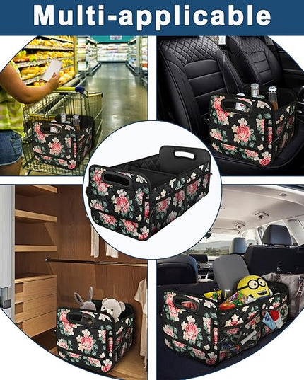 Deosk Car Trunk Organizer for SUV, Car Organizers and Storage with 6 Pocket, Car Accessories for Women/Men 50L Waterproof Polyester Trunk Organizer(Medium, Floral)