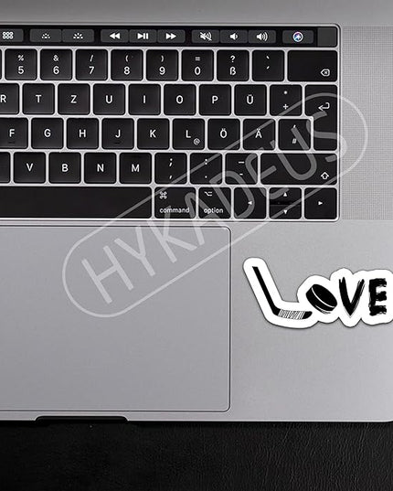(3PCS) Love Hockey Stickers – Ice Hockey Waterproof Vinyl Decals for Laptop, Tumbler, Water Bottle, Phone Case, Scrapbook – Cool Hockey Gift for Dad, Mom, Boys, Girls & Fans – Size 3" x 1.4"