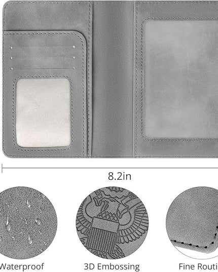 Passport Holder for Travel Essentials,RFID Blocking Passport Cover Wallet Card Case for Women and Men (Gray)