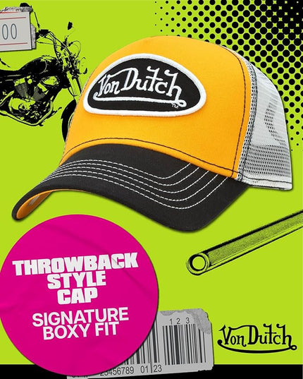 Von Dutch Unisex Trucker Hat - Curved Bill Mesh Back Retro Classic Adjustable Snapback Baseball Cap for Men and Women