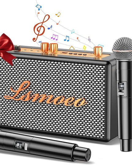 Karaoke Machine for Adults,2 Wireless Microphones for Karaoke Speaker, Portable Microphone and Speaker Support Four-Channel Microphone Expansion for Home Party,Picnic,Car,Indoor/Vintage Gifts