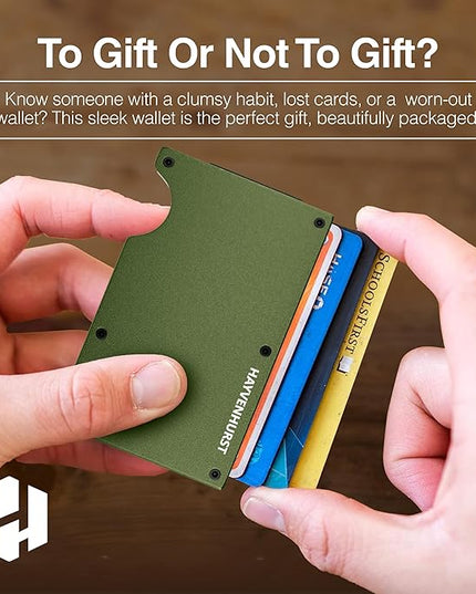 Hayvenhurst Wallet For Men - Reinvented Design Men's Wallet - Slim, Minimalistic & Seamless, Blocks RFID Scanners with a Money Clip (Matte Olive) | Reinvented Design, Slim, Minimalistic, Seamless, Blocks RFID Scanners, with a Money Clip