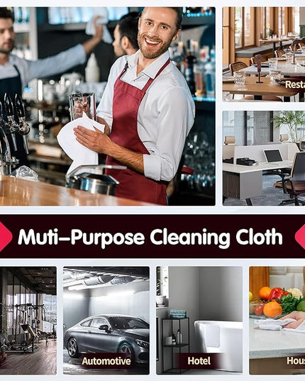 FIXSMITH White Microfiber Cleaning Cloth -Pack of 8, Highly Absorbent Cleaning Rags, 16"X12" All Purpose Cleaning Towels for Housekeeping, Kitchen, Car, Lint Free and Reusable Microfiber Towels