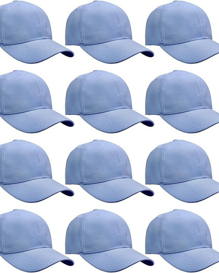Falari Wholesale Bulk Lot 12-Pack Baseball Cap Adjustable Size Plain Blank Solid Color