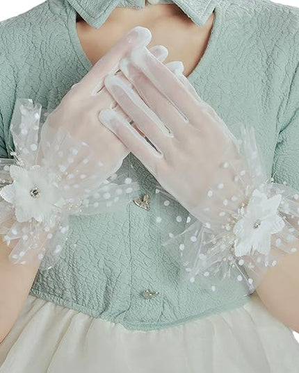 Sahabowi Satin Gloves Formal Bridal Banquet Party Wedding Opera Solid Colorful Mitten For Women