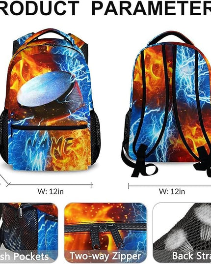 Kids Backpack for Boys Custom Hockey Schoolbag for Kindergarten Elementary Primary, Durable School Supplies