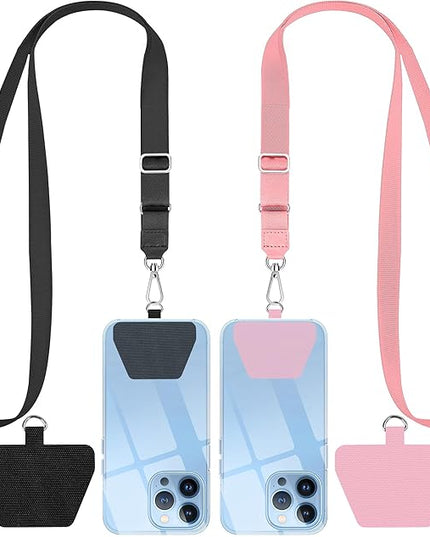 SHANSHUI Phone Lanyard, Crossbody Cell Phone Tether Pads Compatible with iPhone & All Smartphones in Full Cover Cases Black Pink