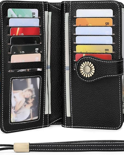 SENDEFN Wallets for Women Leather Credit Card Holder with RFID Blocking Large Capacity Wristlet | with RFID Blocking, Large Capacity, Wristlet, with RFID Blocking, Large Capacity, Wristlet