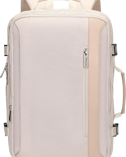 PIJUSHI Travel Backpack for Women Expandable Carry on Luggage Backpack Airline Approved Personal Item Laptop Bag(PE034 Beige)