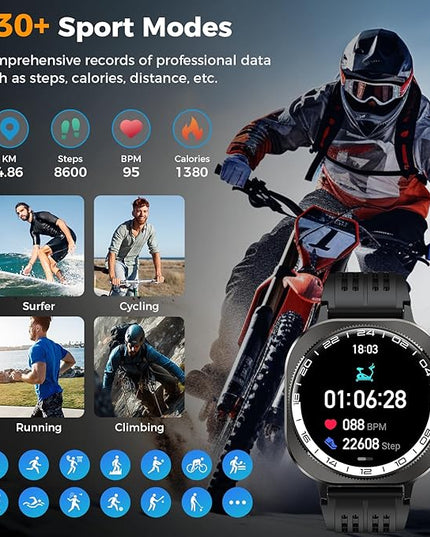 Smart Watch, 2026 AMOLED 1.43" Fitness Smartwatch for Men Women, Bluetooth 5.4 Call, 130+Sports Modes, 60+Days Flashlight, Heart Rate/Sleep Monitor, IP68 Waterproof Activity Tracker for Android iOS