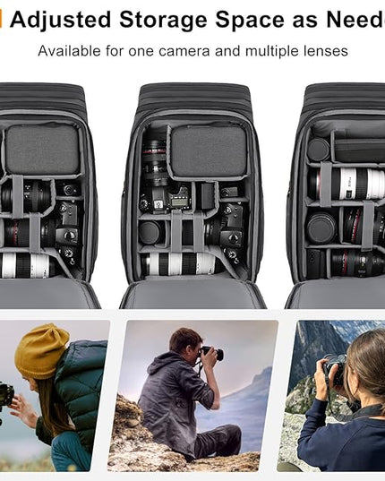 MOSISO Camera Backpack, DSLR/SLR/Mirrorless Photography Camera Bag Waterproof Hardshell Case with Tripod Holder&15-16 inch Laptop Compartment&Rain Cover Compatible with Canon/Nikon/Sony, Black