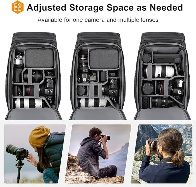 MOSISO Camera Backpack, DSLR/SLR/Mirrorless Photography Camera Bag Waterproof Hardshell Case with Tripod Holder&15-16 inch Laptop Compartment&Rain Cover Compatible with Canon/Nikon/Sony, Black