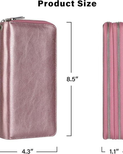 Lavemi Small Compact Women Wallet RFID Blocking Genuine Leather Bifold Purse with ID Windows