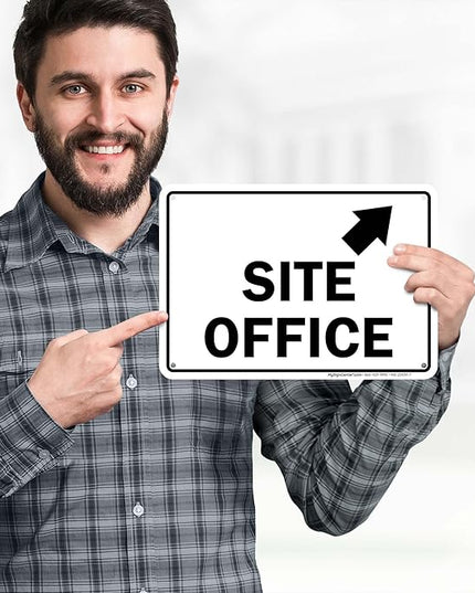 Site Office Up Right Arrow Sign, 10x7 Inches, 55 mil thick HDPS (high density polystyrene), Made in USA by My Sign Center