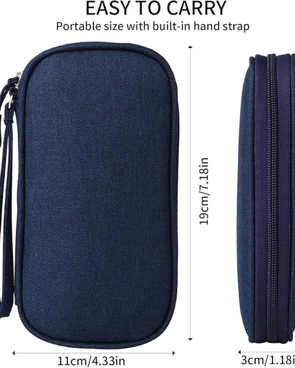 Travel Cable Organizer, Electronics Accessories Bag for Charger, Phone, Memory Card, Universal Gadget Organizer (Blue)