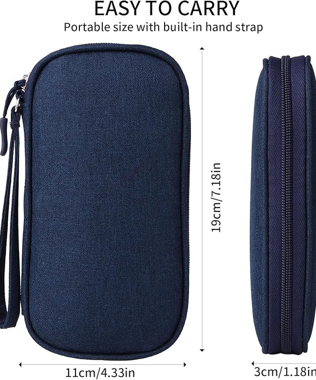 Travel Cable Organizer, Electronics Accessories Bag for Charger, Phone, Memory Card, Universal Gadget Organizer (Blue)