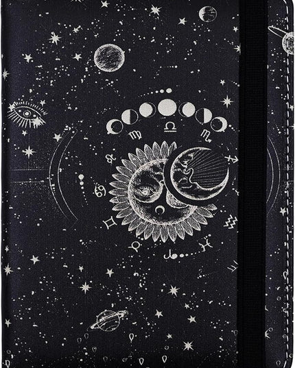 Passport Holder for Women and Men PU Leather Passport Cover for Travel (Sun Moon)