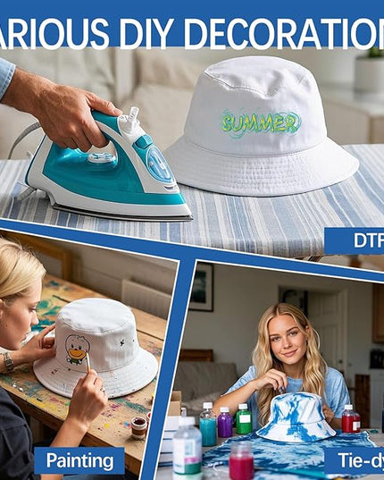 DASSNANE Sublimated Bucket Hats Bulk Solid Color DIY Blank Hat Bucket Hats for Men, Women and Adults