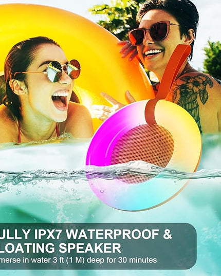 Bluetooth Shower Speaker,IPX7 Waterproof Speaker with Dynamic LED Light,Portable Bluetooth Speakers,Floating, True Wireless Stereo for Outdoor/Pool/Beach,BT5.3/TF-Card,Ideal Gifts(Orange)