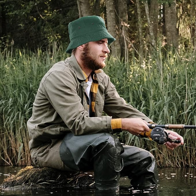 Falari Men Women Unisex Cotton Bucket Hat 100% Cotton Packable for Travel Fishing Hunting Summer Camp