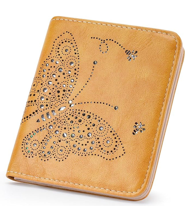 KITEVIUN Small RFID Wallet Women Ultra Thin Slim Womens Wallet Mini Compact Bifold Pocket Ladies Wallets for Women YELLOW