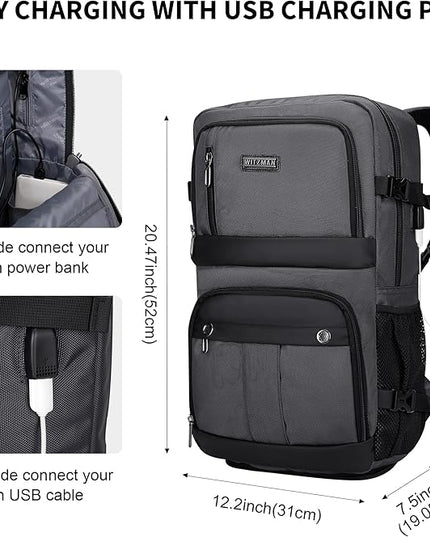 WITZMAN Carry on Travel Backpack for Men Women Laptop Backpack with USB Charging Port Airline Approved(B683 Silvery Grey)