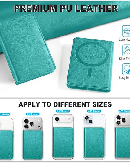 TUCCH for Magsafe Card Holder with Clear ID Window, Fit 6 Cards, RFID Blocking PU Leather Men Women Magnetic Phone Wallet for iPhone 17/16/15/14/13/12/Plus/Air/Pro/Pro Max Series, Cyan