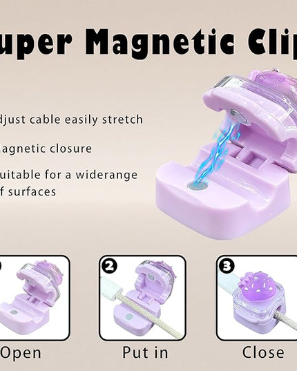 9Pack Magnetic Cable Clips for Nightstand, Adhesive Night-Glowing Cord Holder Organizer for Office Home Desk Wall Car (Strawberry Star Heart)