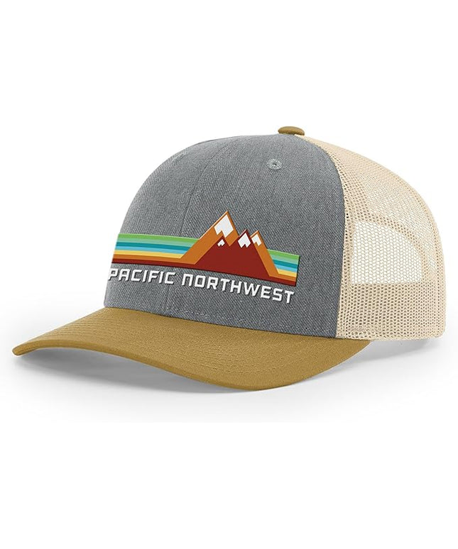 Pacific Northwest Trucker Hat - Richardson 115 Embroidered Snapback Cap for Men & Women - Hiking, Camping & Outdoor Adventure