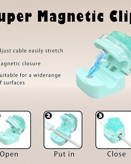 9Pack Magnetic Cable Clips for Nightstand, Adhesive Night-Glowing Cord Holder Organizer for Office Home Desk Wall Car (Star Heart Cat)