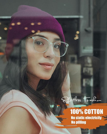 100% Cotton Beanie Hat- Unisex Ultra Soft Winter Warm Stretch Knit Cuffed Hats Fisherman Beanies Skull Cap