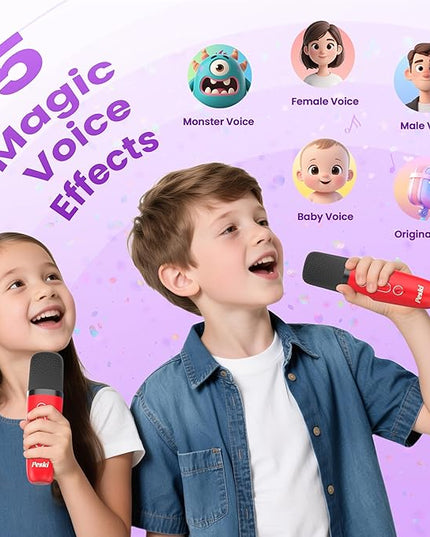 Karaoke Machine for Kids Adults, Portable Bluetooth Speaker with 2 Wireless Karaoke Microphones, 2026 TOP Birthday for Girls Boys 3,4,5,6,7,8+Year Old Toddler Toys Karaoke Player(Red)
